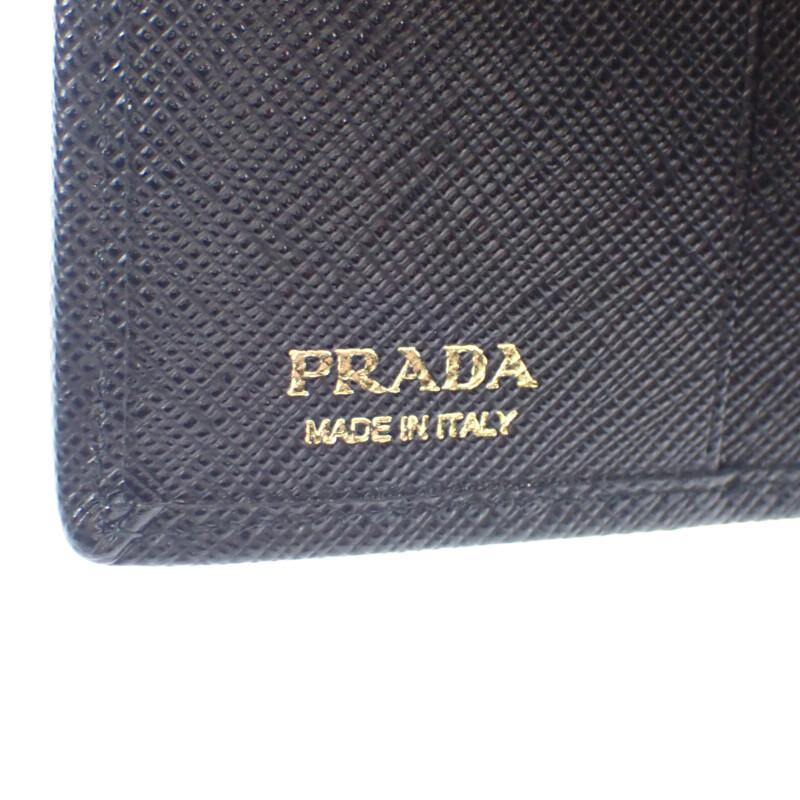 Prada 1MV204 Bifold Wallet Black Safiano/Nylon Women