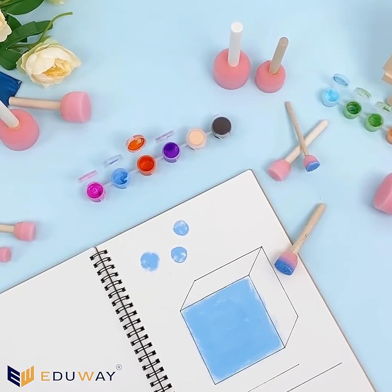 

Eduway 5 Pcs Round Stencil Foam Sponge Dabber Set with Wooden Handle Brush Set for Art & Craft, Wall Paintings | Stipple Pack of 5 жёлтый