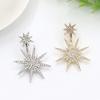 Hexagonal Snowflake Zircon Earrings Full Crystal Star Stud Earrings Fashion Jewelry Accessory For Women Girls