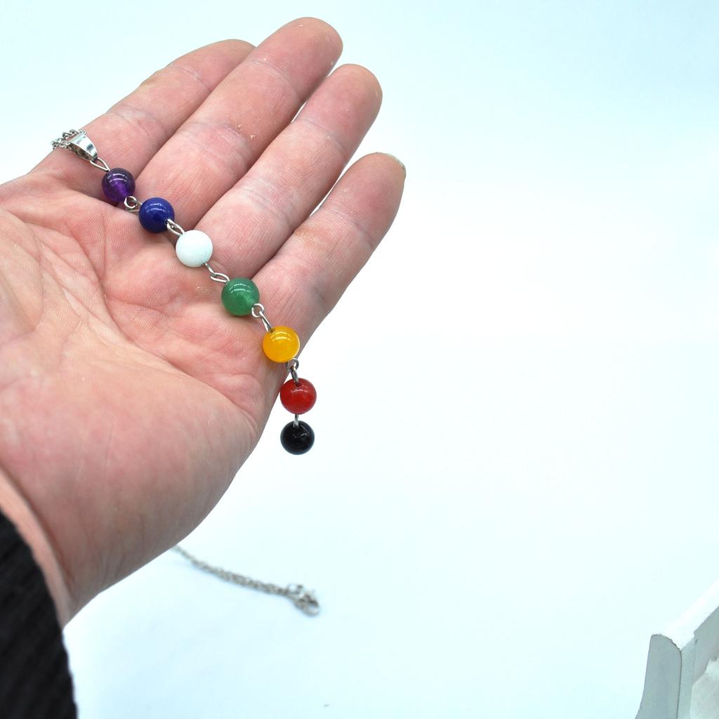 Natural Stone Colorful Beads Pendant Yoga Buddha Bead Necklace Pendulum Pendant N536