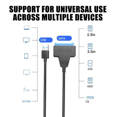SATA To USB 3.0 / 2.0 Cable Up To 6 Gbps For 2.5 Inch 22 HDD Sata Drive Pin 3 SATA Adapter USB N9W0