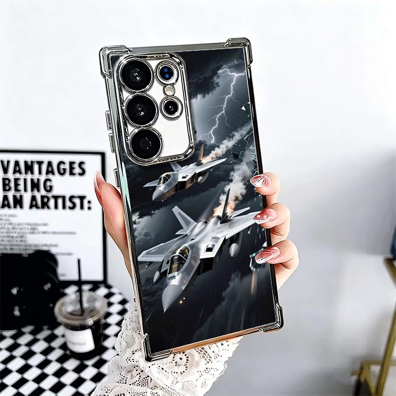 Aircraft Helicopter Formation Plating Phone Case For Samsung Galaxy S24 S25 FE S26 Edge S23 Ultra S22 S21 Plus S20 Anti-Fall Air