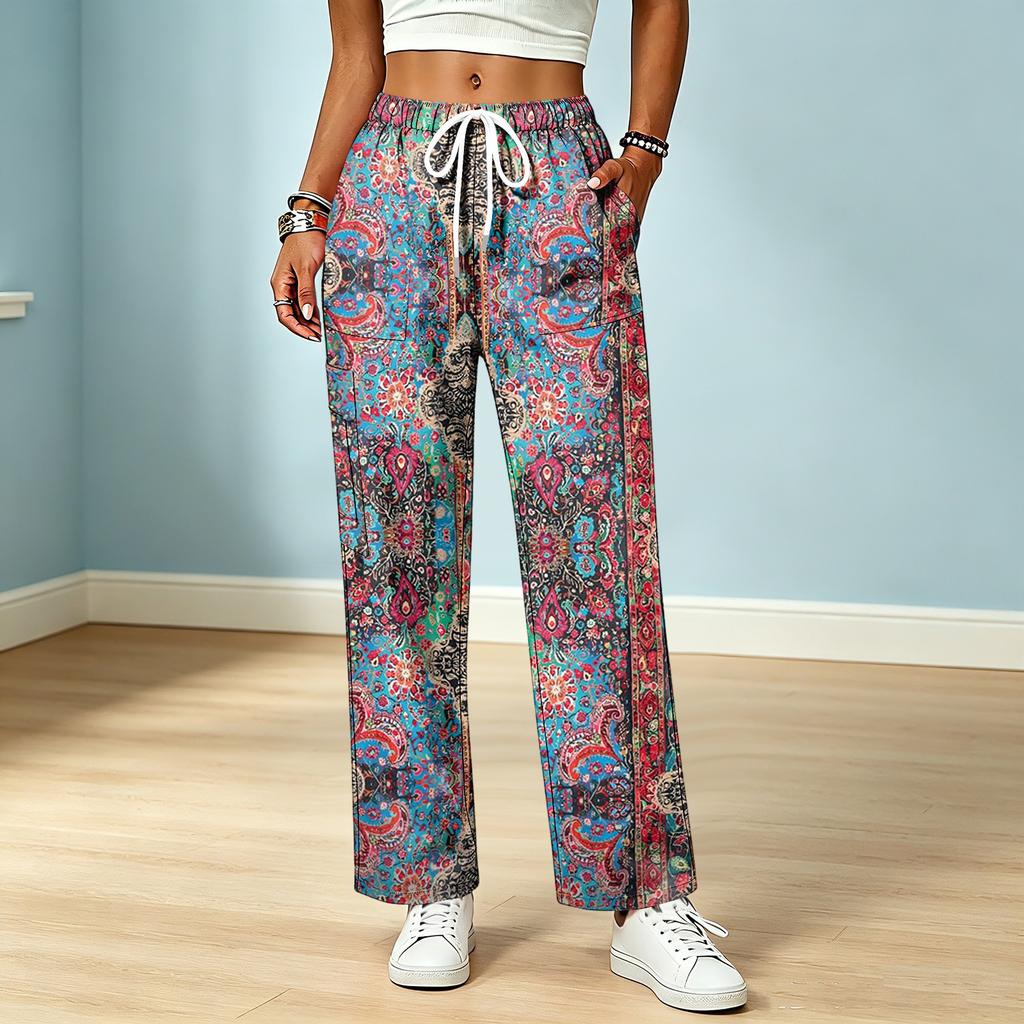 Women's Color Drawstring Elastic Waist Scrub Pants with Pockets for Work and Casual Wear