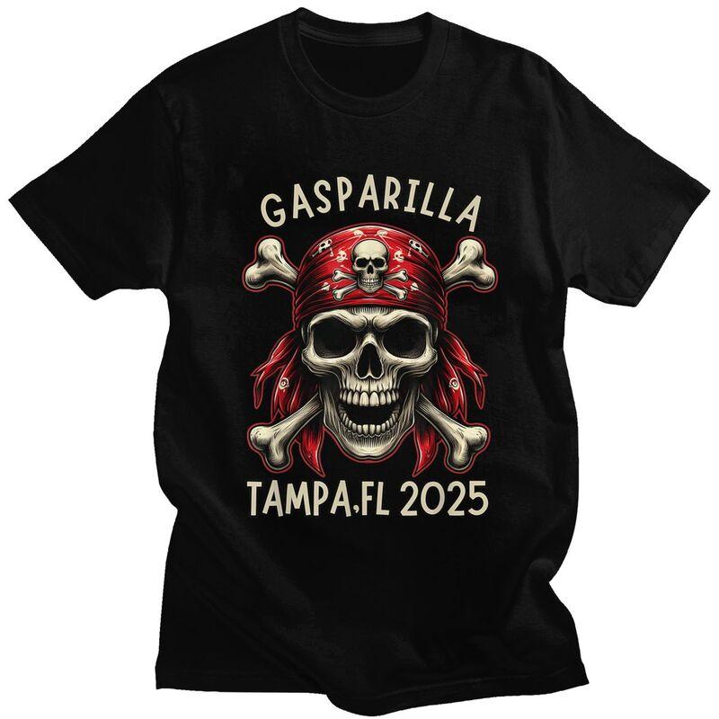 Custom Gasparilla 2025 Pirate Skull Cross T Shirts Men Short-Sleeve T-shirts Streetwear Tee Pure Cotton Oversized Tshirts Gif... S разноцветный