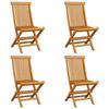 Chaises de jardin avec coussins noir 4 pcs Bois de teck massif