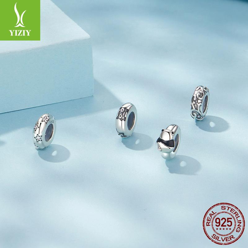 S925 Silver Silicone Positioning Bead Spacer Accessories, Personalized Retro Versatile Diy Bracelet Beads Loose Beads