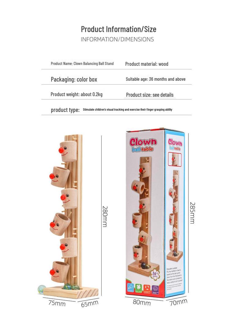 Kids' Wooden Clown Tipping Game: Hand-Eye Coordination & Parent-Child Fun