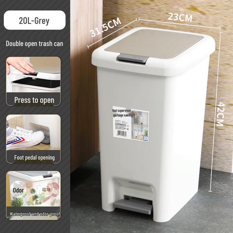 Large Household Trash Can with Lid for Bathroom, Kitchen, Bedroom, Living Room, and Dormitory