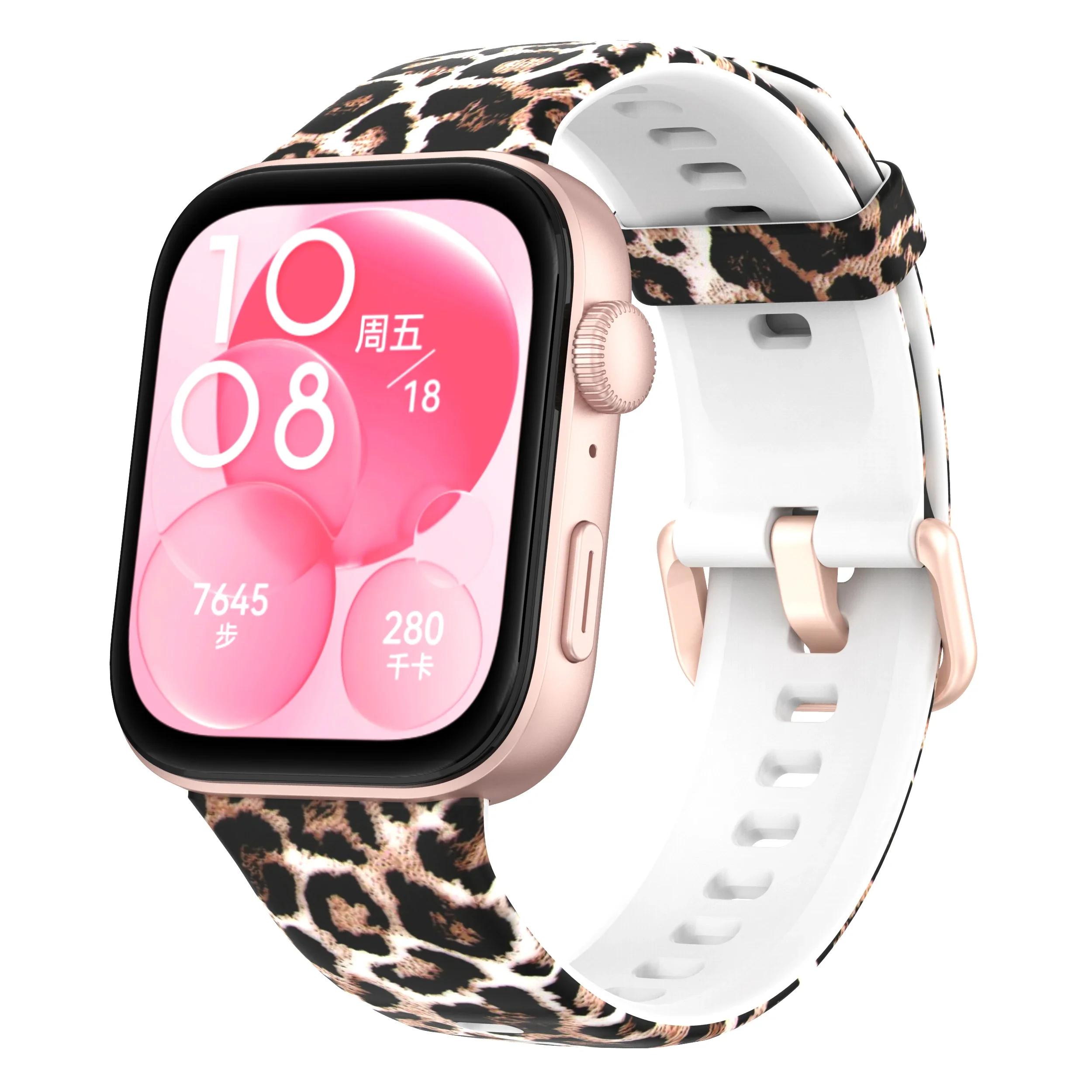 

Printing Strap for For Huawei Watch Fit 3 Replacement Silicone SmartWatch Wristband Bracele correa Huawei Watch Fit3 Accessories For Huawei Fit 3 леопардовий
