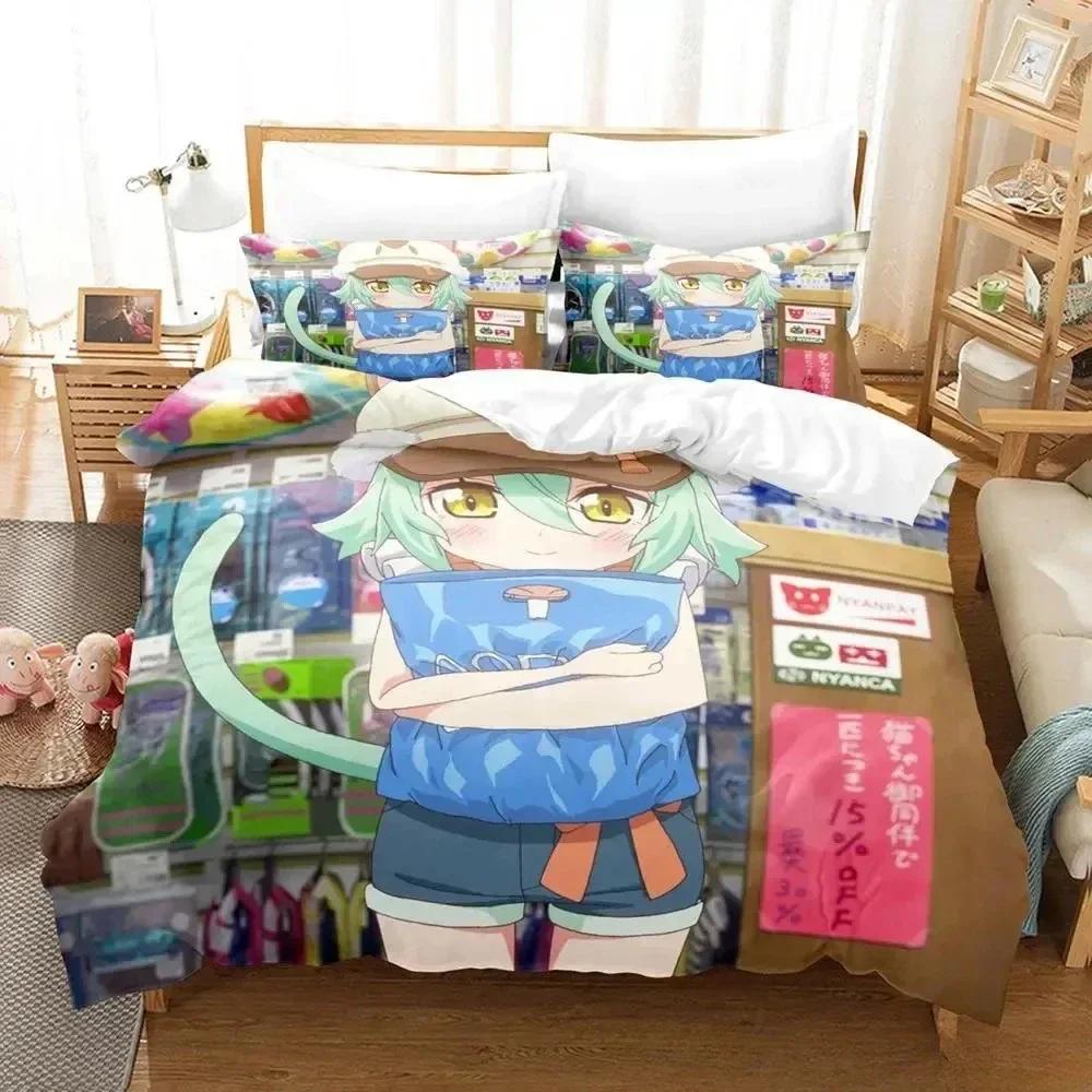3D Print   NEKOPARA OVA Bedding Set Printed Bed Set With Pillowcase Bed Duvet Cover Soft Queen King Size Bedclothes Home