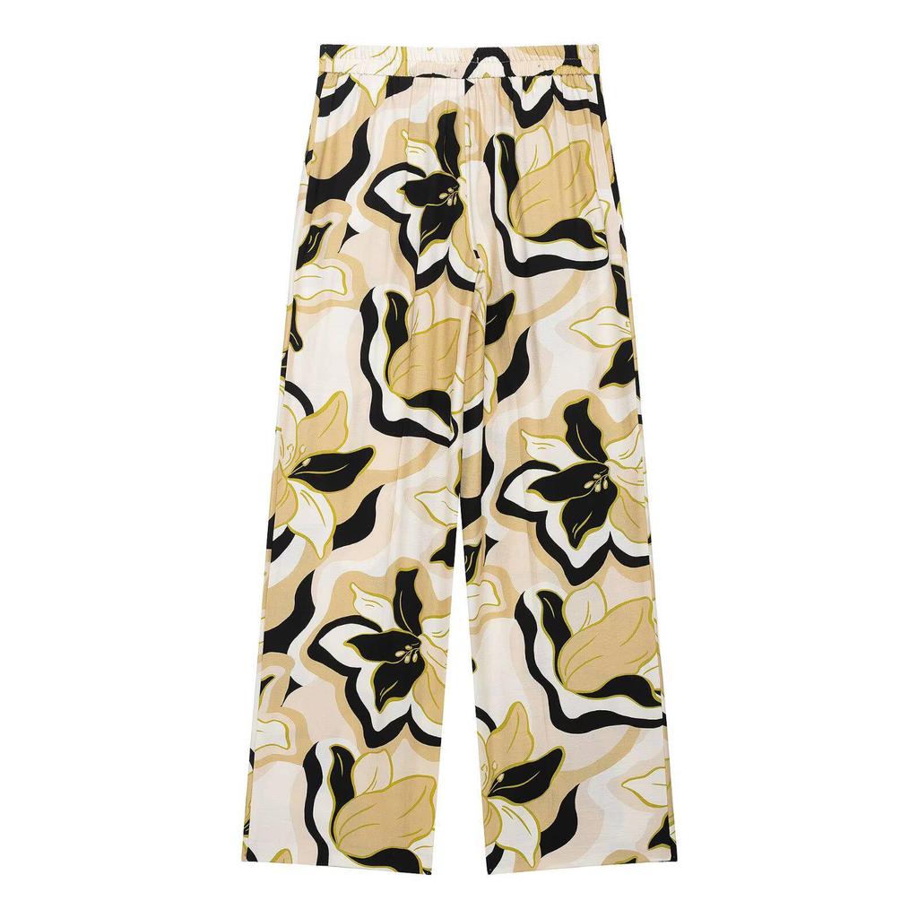 2025 Summer Retro European-American Hawaiian Print Long Sleeve Beach Shirt & Wide Leg Pants Set