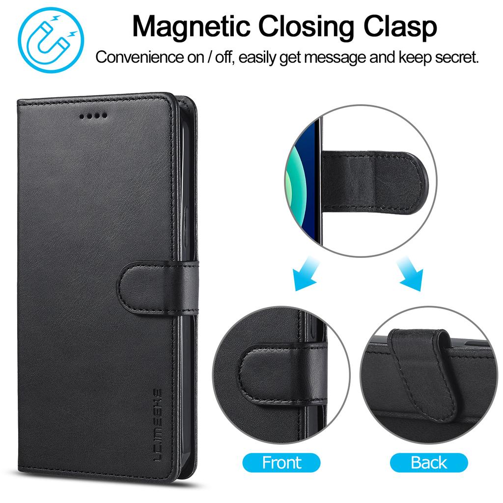 LC.IMEEKE Wallet Case for iPhone 15 Plus,Anti-scratch PU Leather Calf Texture Stand Flip Cover