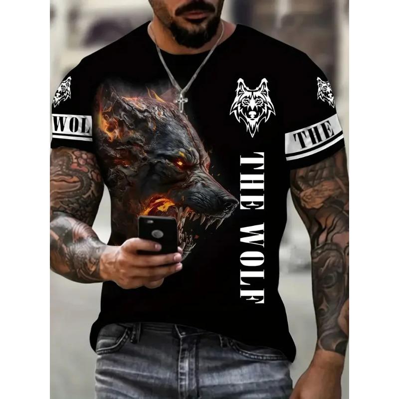 Summer Fashion Street Cool Short-sleeved 3D Digital Printed Gradient Lion Men's T-shirt