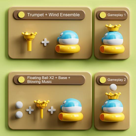 Suspended Ball Toy for Oral Interactive Whale Bear Motor Development Design Trumpet Play Toy with Dual