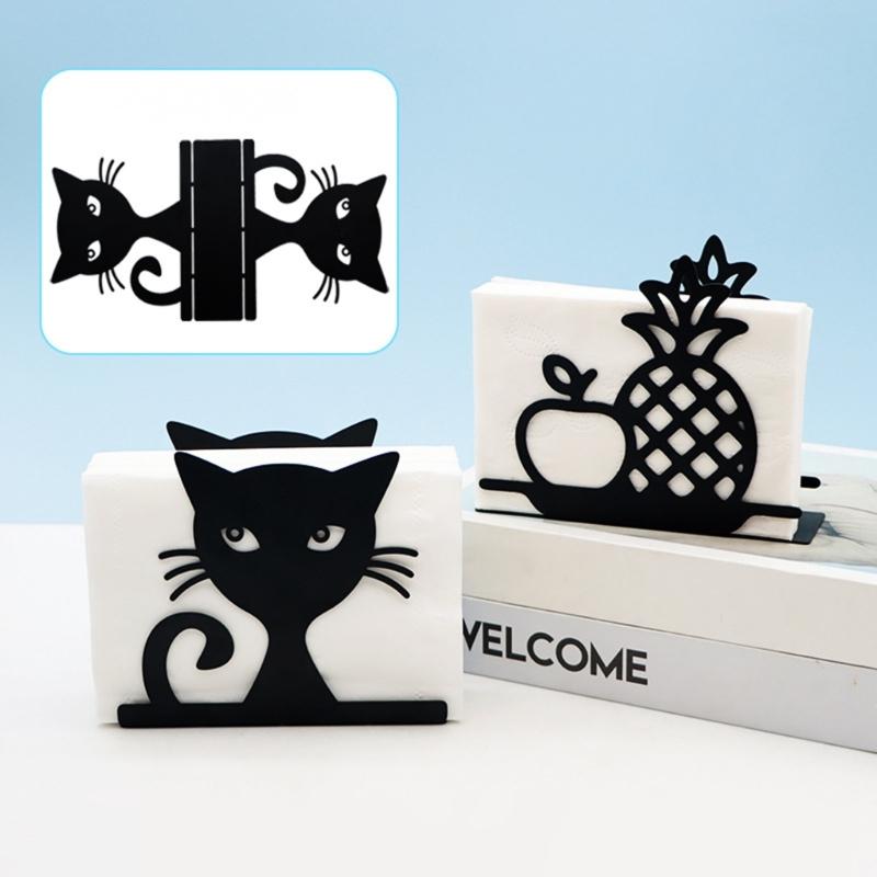 Premium Metal Foldable Napkin Stand Creative Cats Pineapple Shape For Restaurant Hotel Home Kitchens Storage
