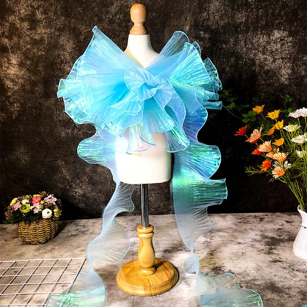 

Shiny Pleated Lace Ruffled Fabric Wrinkle-Free Trims For DIY Sewing Evening Gown Home Decoration Curtain Craft Patchwork Supply 2 Yards