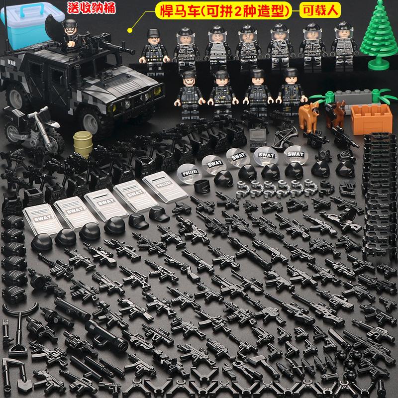 Compatible Minifigures Military Special Forces Police Boys Assemble Minifigures Soldiers Children's Educational Toys Puzzles