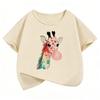 Boys' and Girls' Summer and Spring Casual Tops with Giraffe Print, Stylish Short-sleeve T-shirts