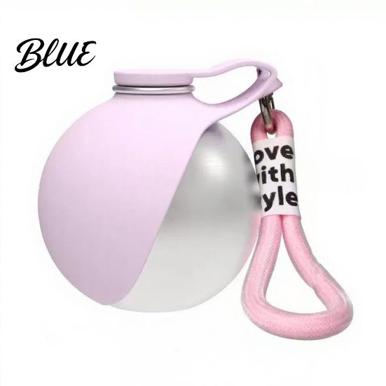 10 Oz Pet Water Bottle Portable Dog Ball Stainless Steel Bottle Leak-Proof Convenient Refill with Foldable Silicone Bowl for Outdoor Walks Travel