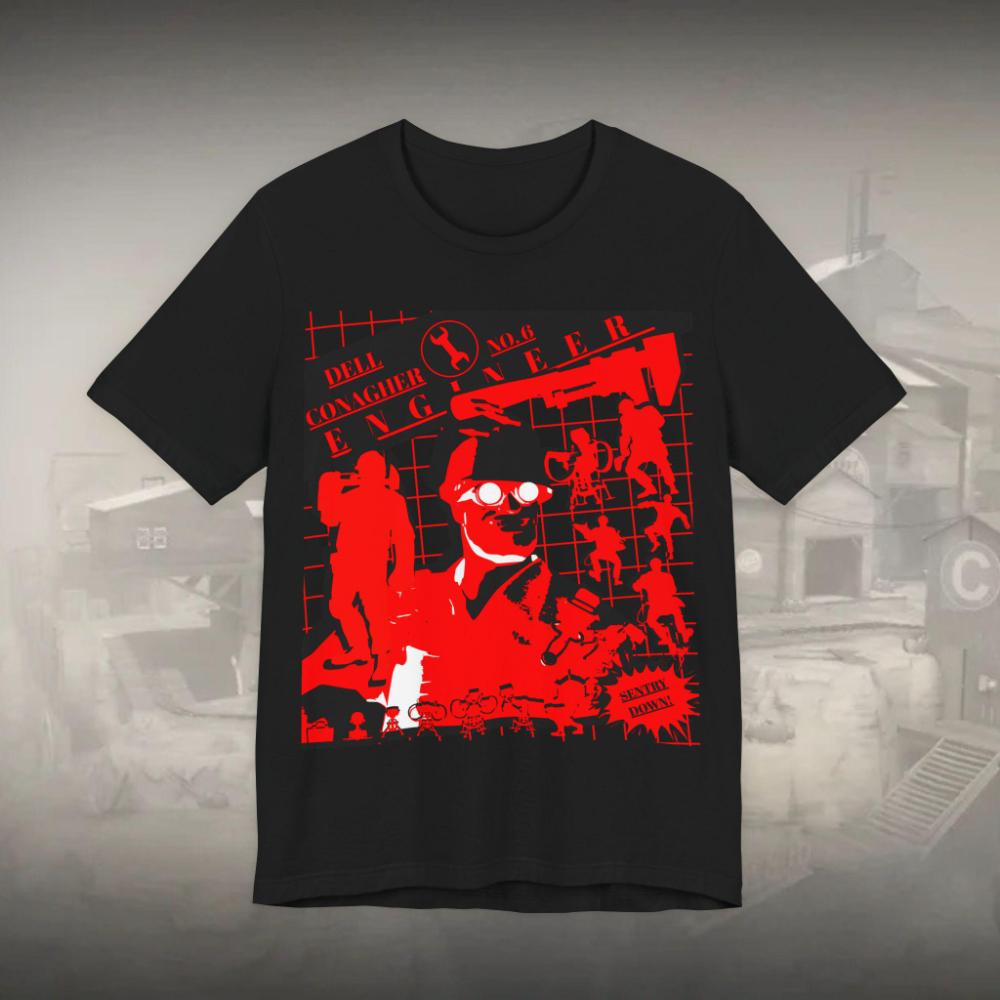TF2 Inženýr Tričko Streetwear Styl Pánské Volné Tričko Pár Celoroční Streetwear Tričko grafická trička vintage tričko