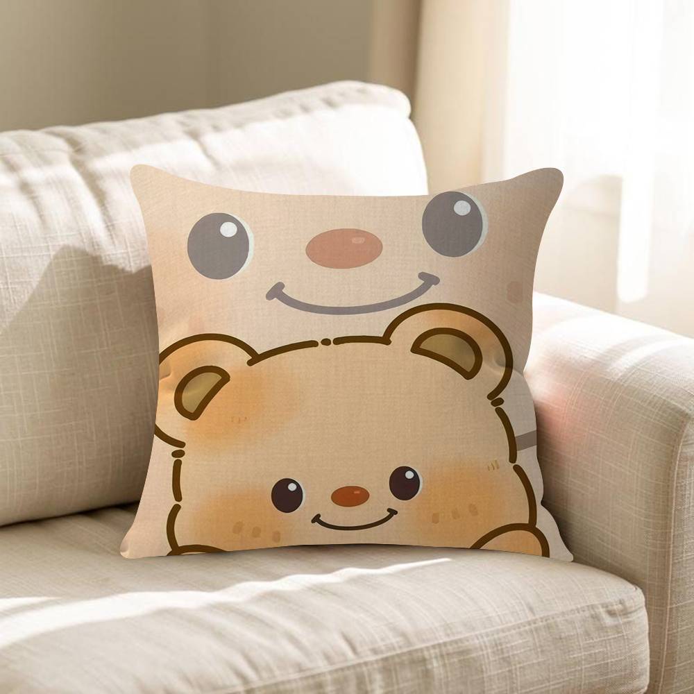 Cute Butterbear Maple Design Cushion Cover Happy Autumn Harvest Decor Holiday Decorati Pillow Cover