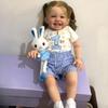 Păpușă renăscută cu piele pictată 3D reală Mila Corp din pânză de 24 inchi, 60 cm, cu păpușă de simulare din bumbac PP, păpuși zâmbitoare fericite pentru copii, cadou de Crăciun