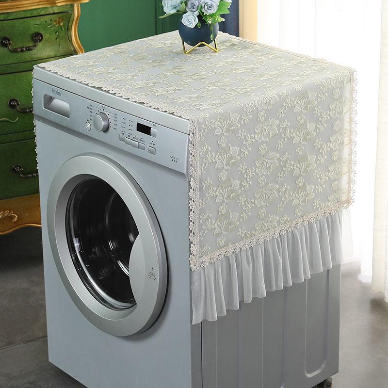 Lace Embroidery Washing Machine Covers Sunscreen Anti-slip Dust Cases for Automatic Protective Cover Decoration