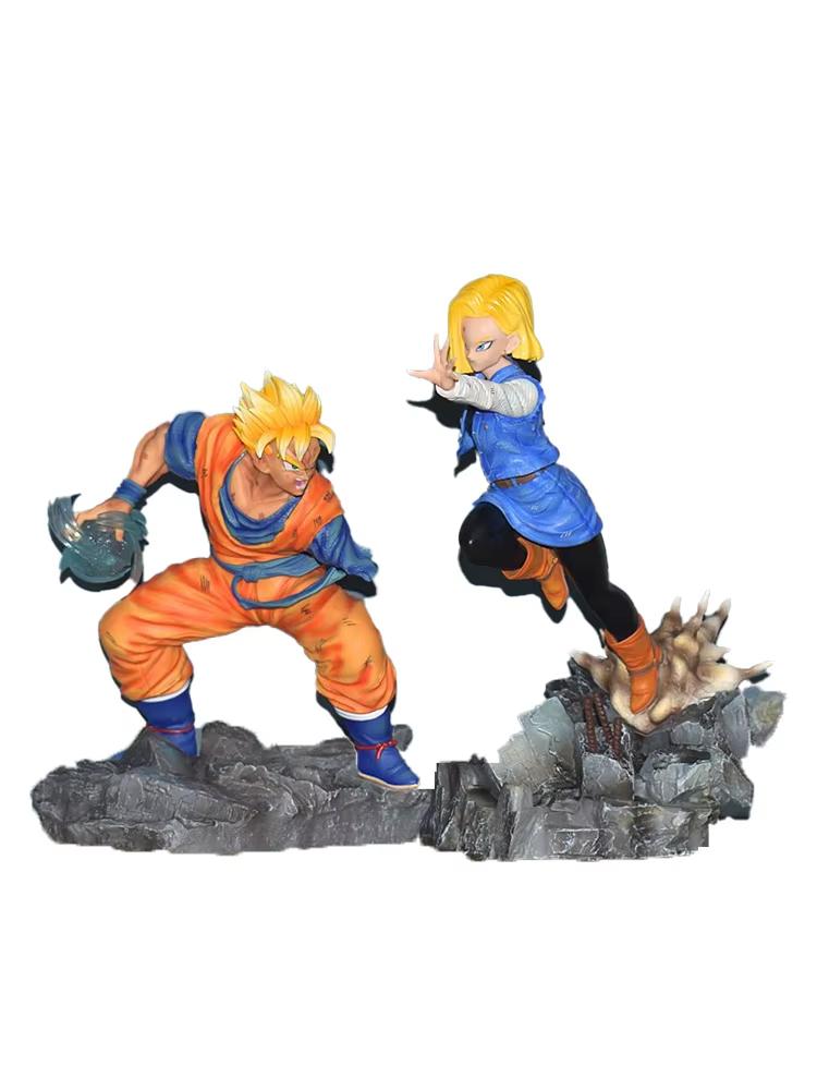 Dragon Ball Gohan VS Android 18 Anime Figure Super Saiyan Son Gohan Figurine Model Collection Desk Decoration For Christmas Gift