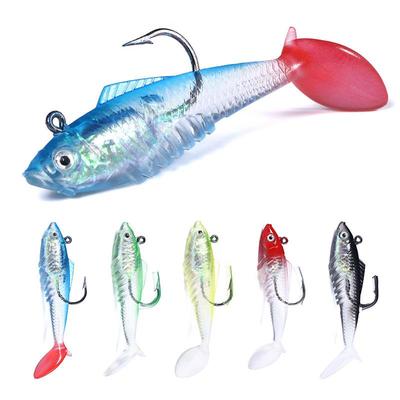 Fishing Lures Set Lead Head Jigs Soft Baits Set with Hook and Brass Sinkers Plastic Artificial Baits Fishing Sinkers Weights