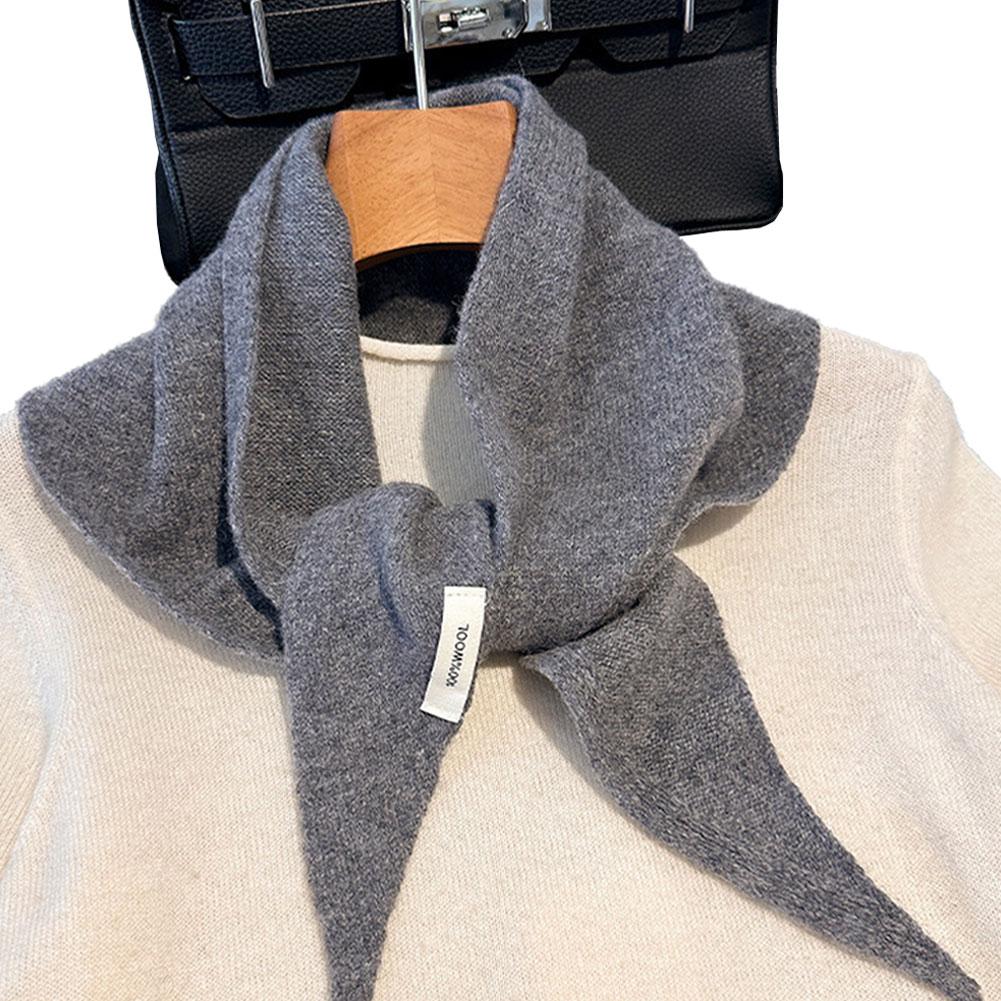 British Korean Triangle Scarf Niche Wool Triangular Scarf Women Headscarf Knitted Scarf Multi-functional Warm Knitted Scarf