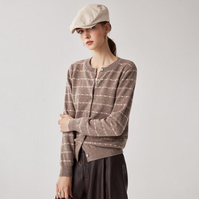 Zhaojun Women's Striped Jacquard Cashmere Cardigan