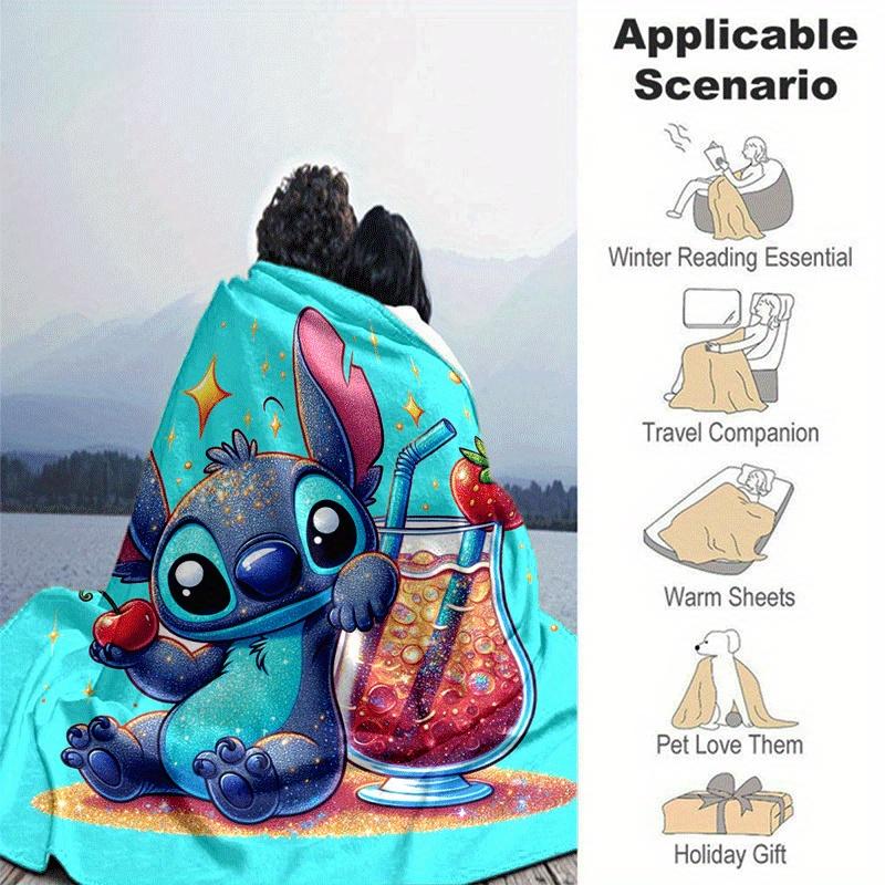 1pc Cute Stitch Printing Blanket - Soft, All-Season Throw for Living Room, Bedroom,Personalized Gift with Adorable Cartoon Design