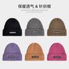 Letter knitted wool hat women's autumn and winter versatile thickened thermal ear hat couple street shot trendy cold hat