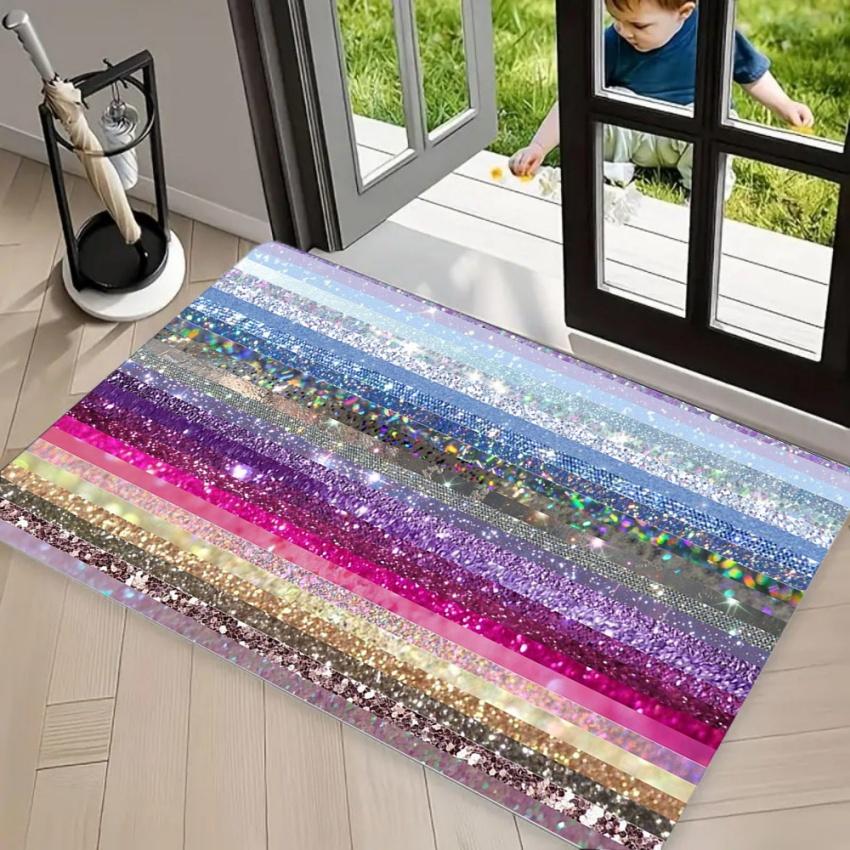 Multi-Color Leopard Print DOORMAT Area Rug Carpet Striped Animal Skin Pattern Stylish Non-Slip Floor Mat for Entryway Aesthetic