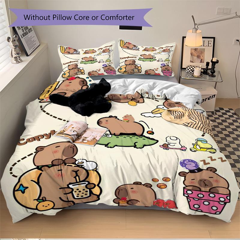 

3pcs Korean Bear Anime Cartoon Bedding Set - Includes One Quilt Cover and Two Pillowcases (No Core) - Perfect for Bedroom and Guest Room Dec 135x200cm