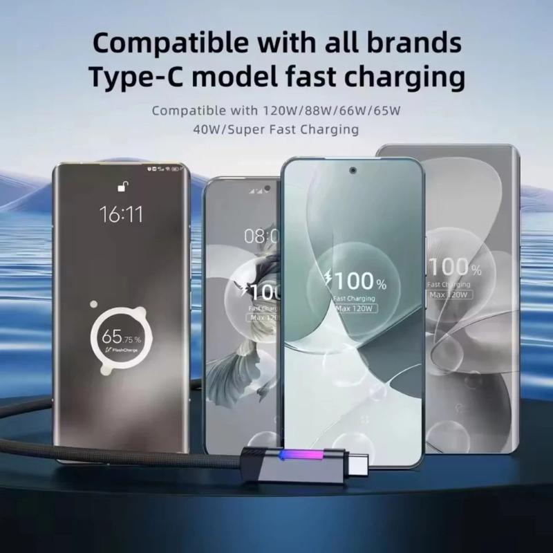 100W USB C Fast Charging Cable Alloy Texture Compatibility Power Cord Suitable for Various Phones Tablets Laptops