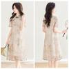 Sibaisha Stand-up Collar Short-Sleeve Cheongsam Dress