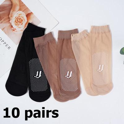 10 paia/set di calze di seta corte antiscivolo da donna, invisibili e trasparenti, anti-unghia, per massaggi ai piedi