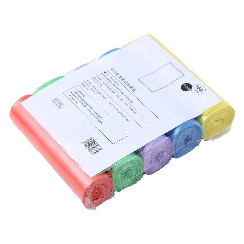 Disposable Plastic Garbage Bags with Handles, 45*50cm, Perforated Flat Mouth Design for Easy Storage.