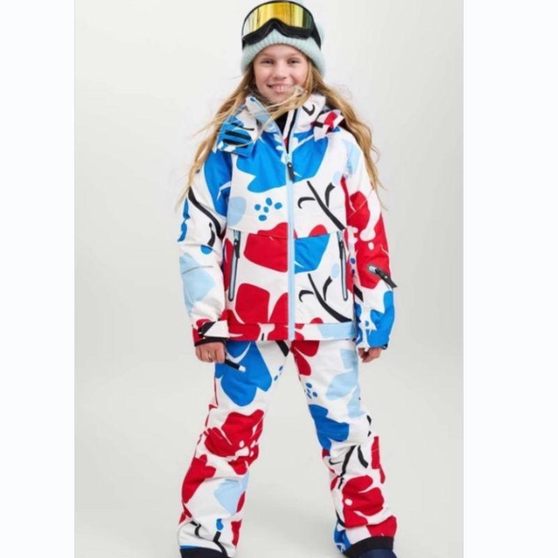 Boys and Girls Thickened Winter Children's Ski Suit Set, Boys and Girls Outdoor Thickened Waterproof Clothing and Pants Gear