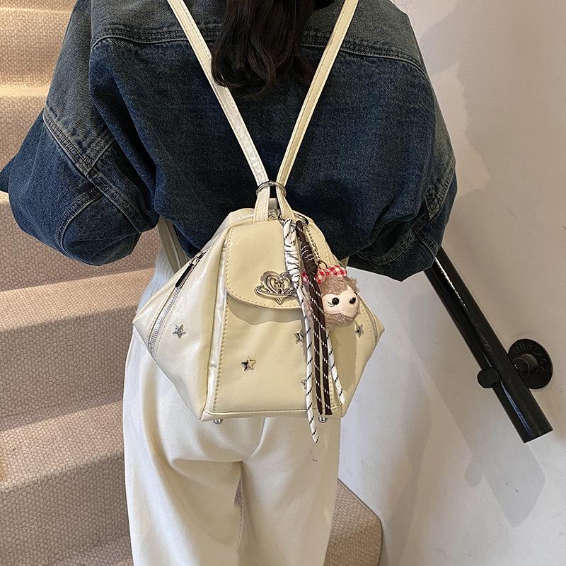 2025 new fashion trend versatile backpack women's bag shoulder bag high-end foreign style small backpack