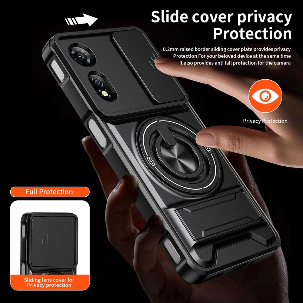 KEYSION Magnetic Phone Case for ZTE nubia Neo 2 5G Slide Camera Protection Upright Kickstand 360° Ring Shockproof Back Cover