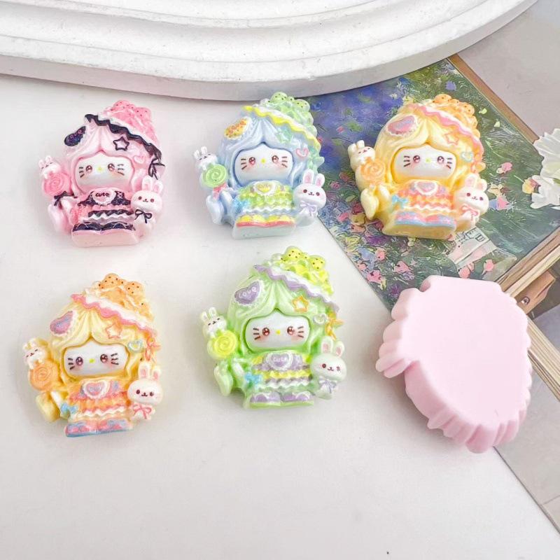 Cartoon Cat Crown Girl Resin Handmade Hair Accessories & Keychain Lanyard Ornaments