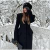 Lapel Single-breasted Long Ladies Coat Fashion All-match Solid Color Thick Coat Autumn and Winter New Ladies Long Jacket