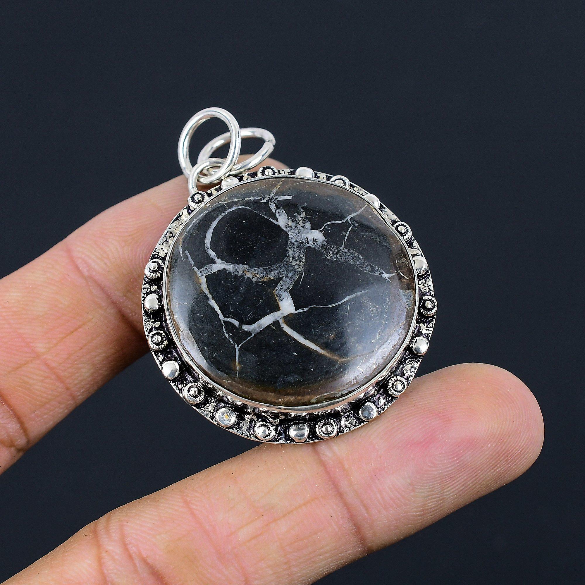 925 Sterling Silver Moroccan Moroccan Mud Crack Fossil Stone Sister New Pendant