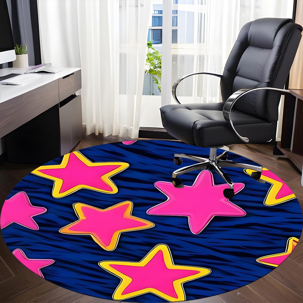 1pc Starry Night Decorations Office Round Rug, Non-slip, Soft and Durable Office Rug for Interior Decoration, Perfect for Office, Beautiful Decoration