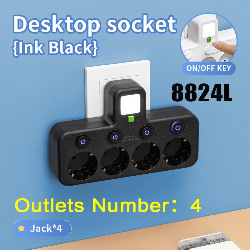 Multi-functional Socket with Smart Night Light USB Fast Charging Independent Control Multi-port Power Strip Overload Protection