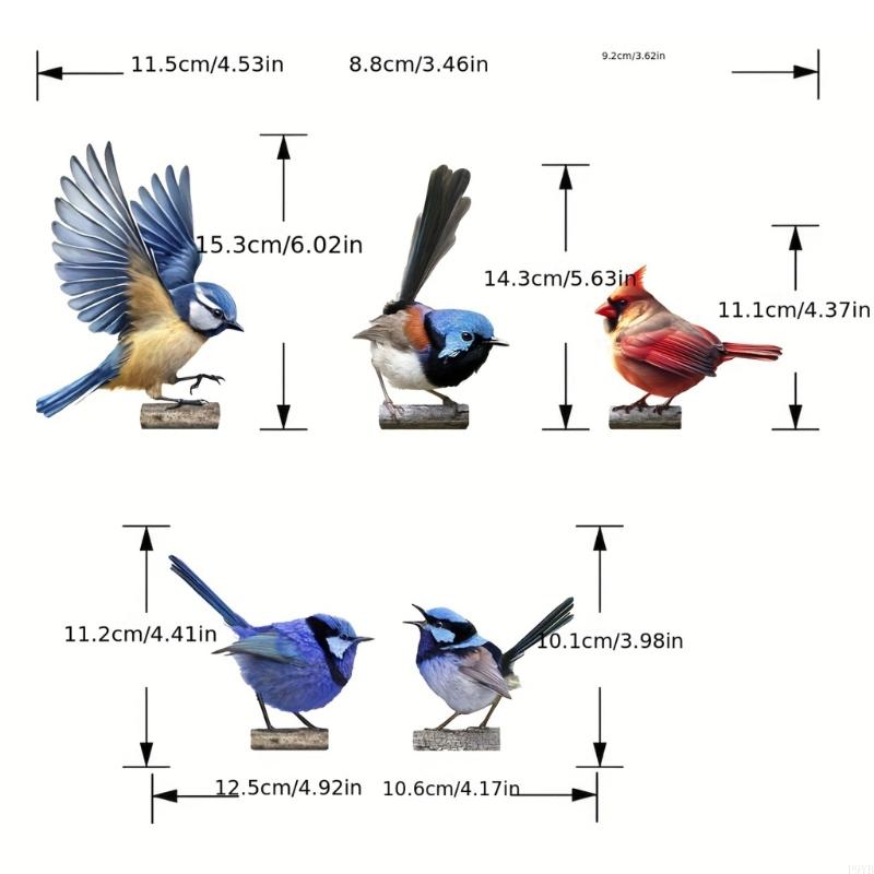 Pack Of 5 Sparkling Metal Garden Bird Decorations For Fence And Outdoor Display Easy To Install P9YB