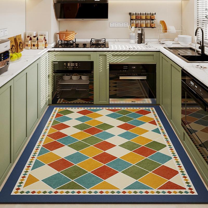 Kitchen Floor Mat Pvc Waterproof Green Leather Carpet Non-slip Oil-proof Special Mats Large Area Rug Easy To Clean Alfombra