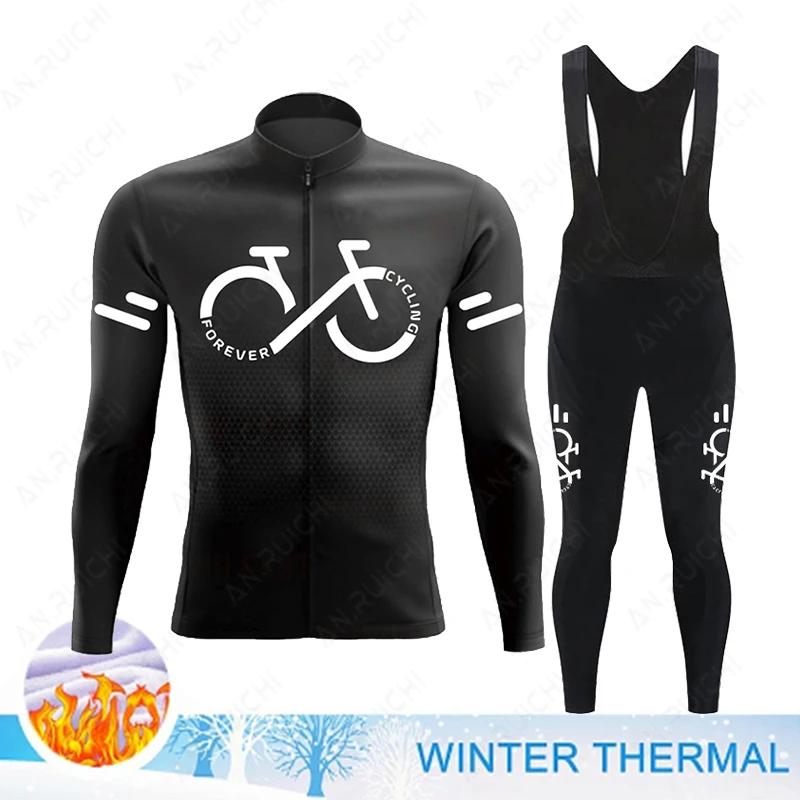 2025 Winter Thermal Fleece Cycling Jersey Set Mens Mountian Bicycle Clothes Wear Ropa Ciclismo Racing Team Bike Cycling Clothing